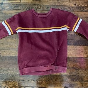 Hem and Thread Crewneck Fleece Stripe Sweatshirt - Women's Large